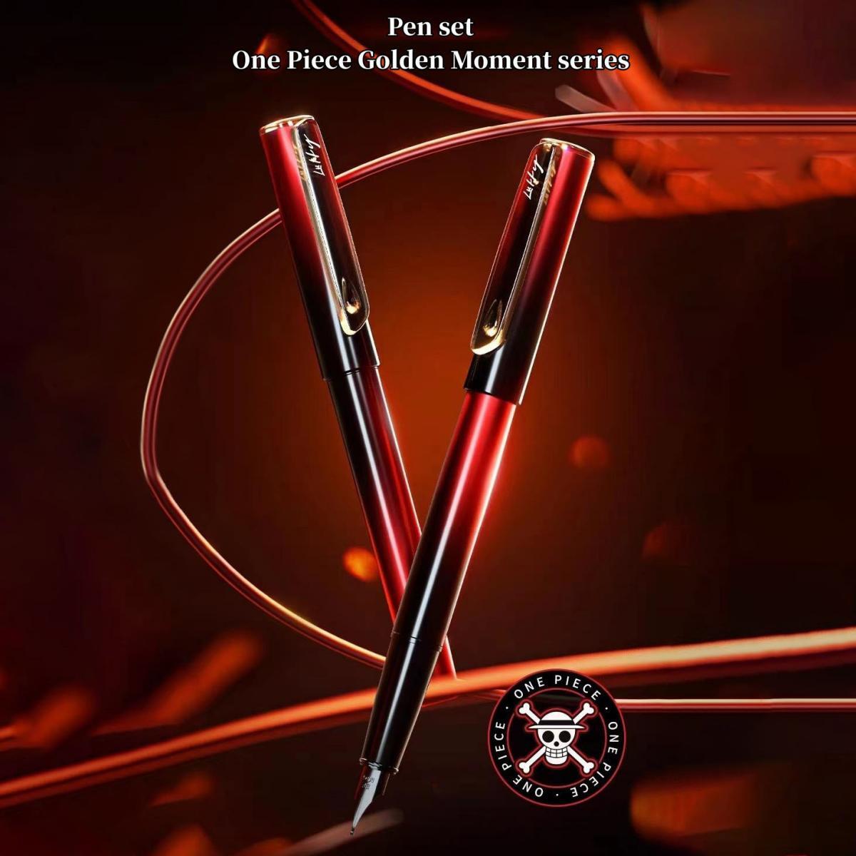Stylo Luffy "Chapeau de Paille" Stylo métallique Stylo d'entraînement Stylo exquis Papeterie scolaire Coffret cadeau