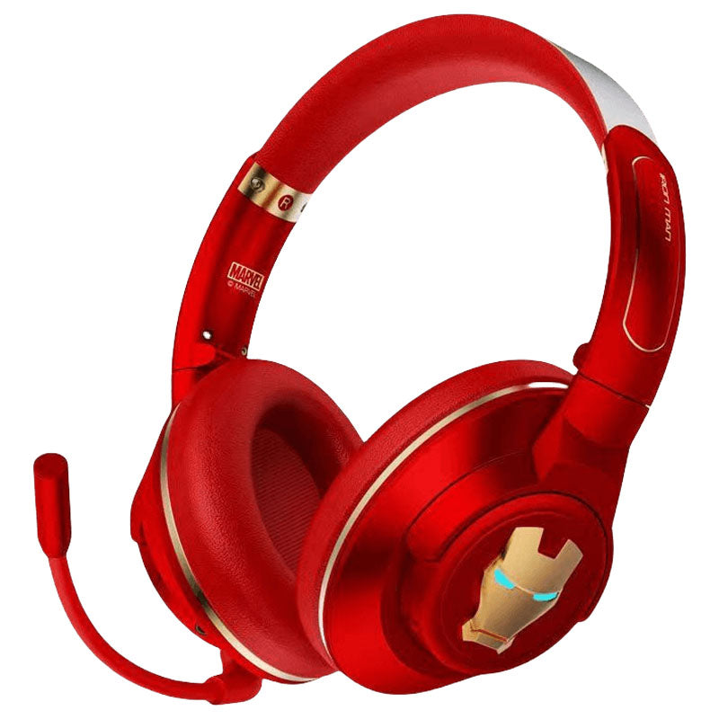 Marvel Iron Man Captain America Over‑Ear Bluetooth Gaming Headphones, Low Latency Headset with Detachable Mic
