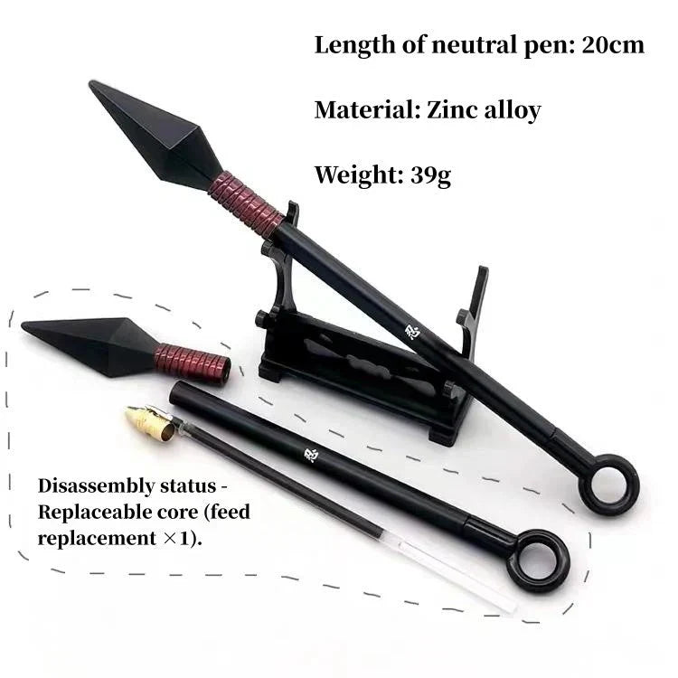 Kakashi/Sasuke Kunai Stylo neutre Kunai en alliage métallique Papeterie Fournitures scolaires