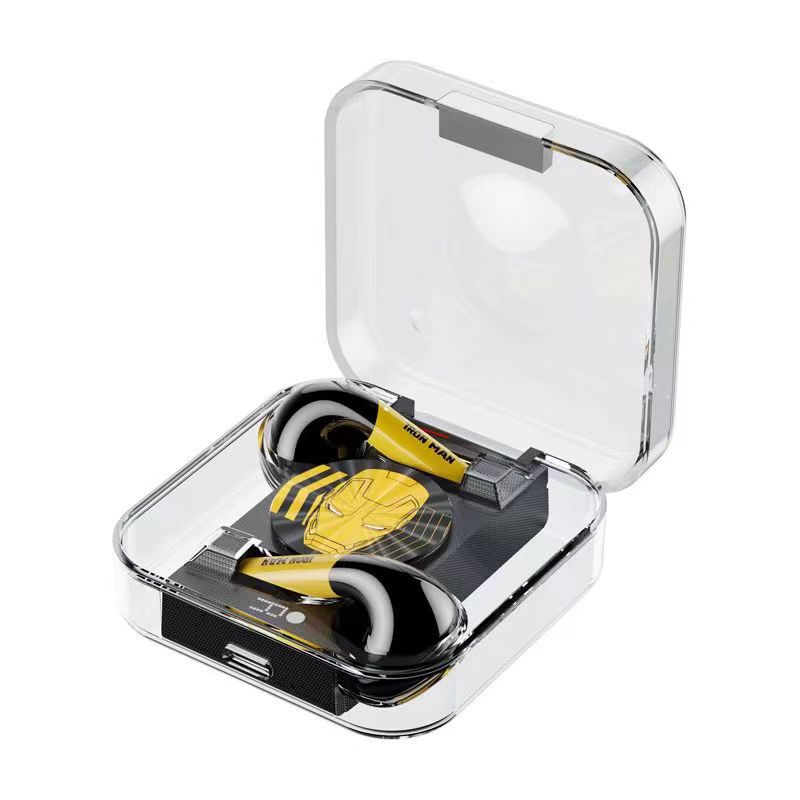 Marvel Spider-Man Captain America Iron Man Wireless Earbuds, Marvel TWS Bluetooth 5.2 Headphones with Transparent Case