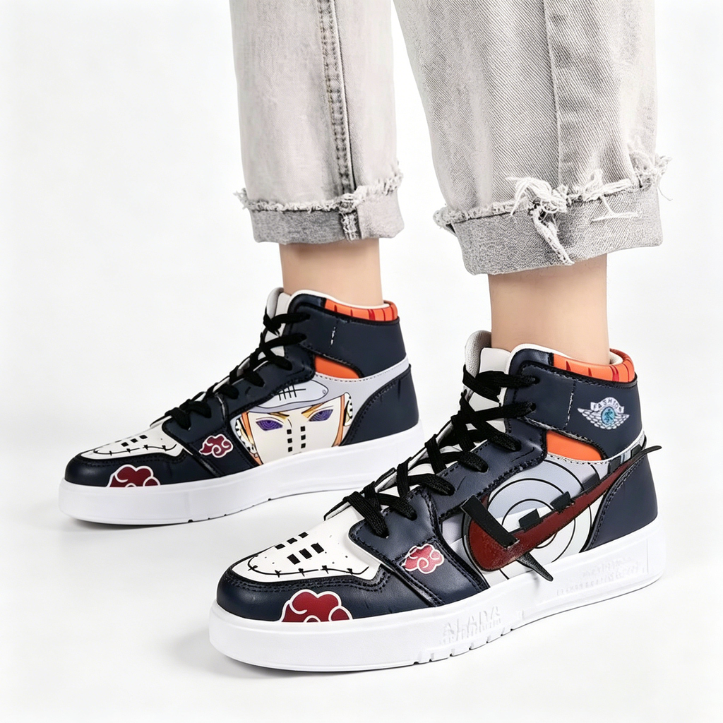 Baskets montantes Naruto Pain Yahiko Anime, chaussures streetwear décontractées à motif Akatsuki