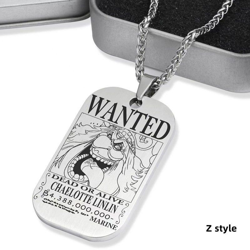 Collier de primes de personnages en titane Luffy/Zoro/Nami/Sanji