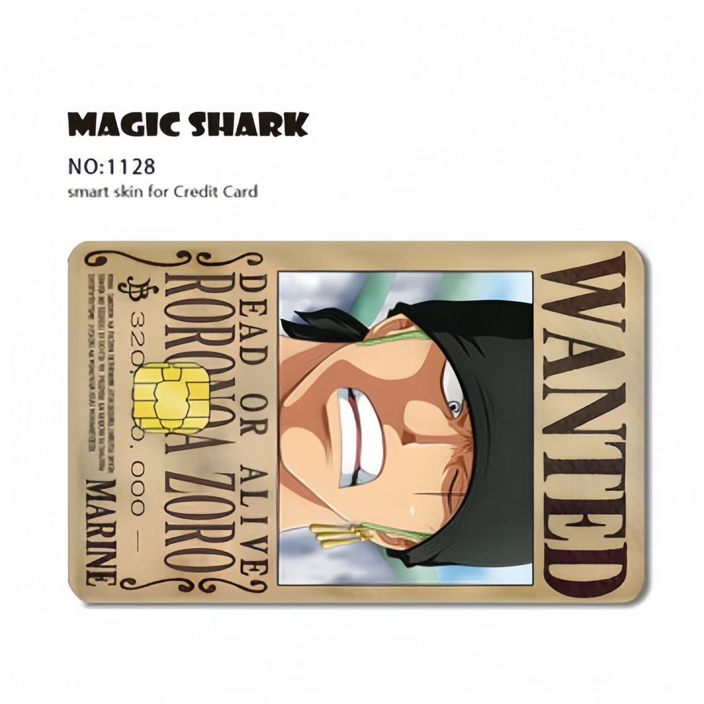 Autocollants de carte bancaire Luffy/Zoro épaissis avec gommage cristal personnalisés