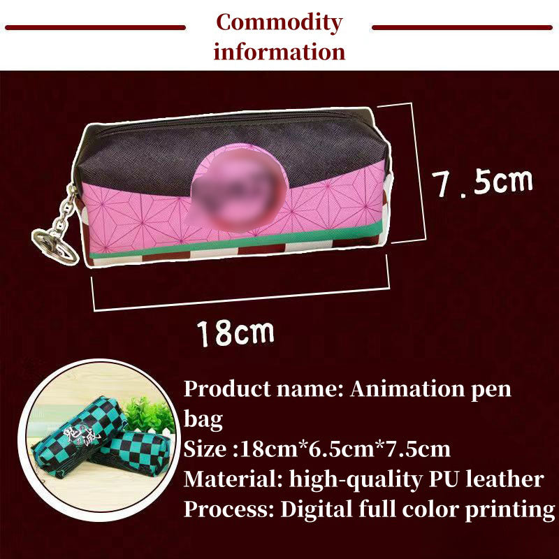 Tanjirou/Nezuko exquise trousse multi-fonctionnelle avec compartiments astucieux et motifs originaux