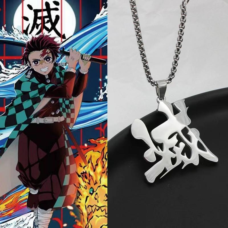 Accessoires de mode en pendentif métallique à l'effigie de Kamado Tanjirou/Kamado Nezuko