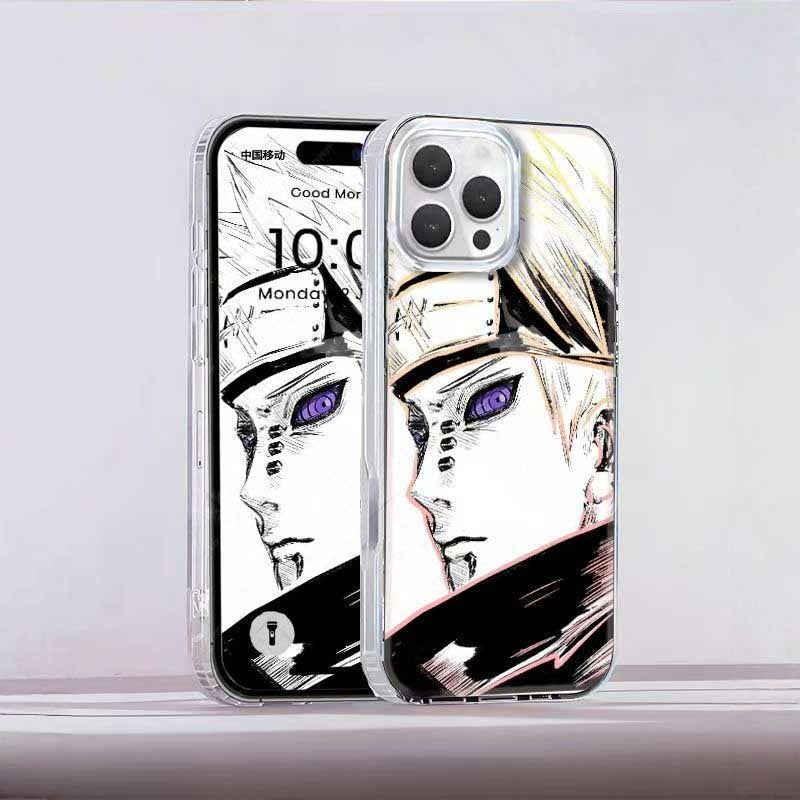Naruto Pain Yahiko Anime Phone Case, Laser Gradient Shockproof Protective Cover for iPhone