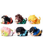 Figurines Chibi Oreilles de Chat Demon Slayer Nezuko Tanjiro, Ensemble de 6 Figurines d'Anime Endormies