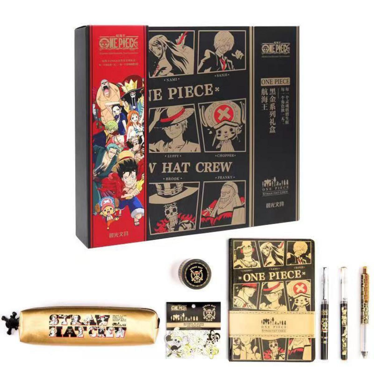 One Piece Monkey D Luffy Sabo Deluxe Stationery Kit, Hardcover Journal Gel Pen Anime Gift Box for Students