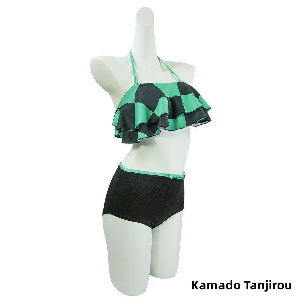Maillot de bain bikini femme Nezuko/Tanjirou/Zenitsu/Giyuu Cosplay charmant et sexy