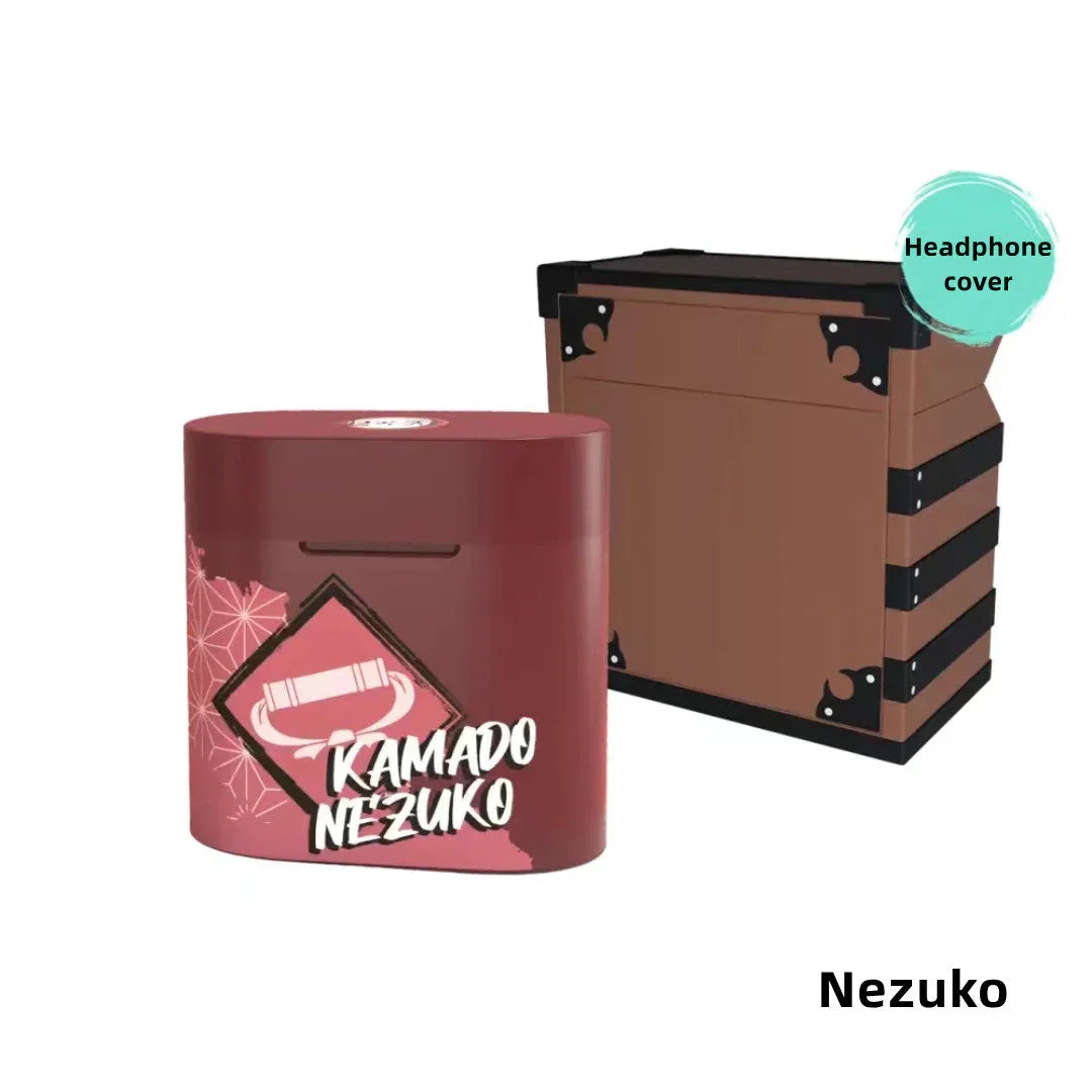 Demon Slayer Tanjiro Nezuko Bluetooth Earbuds, Anime Wireless Headphones with Charging Case