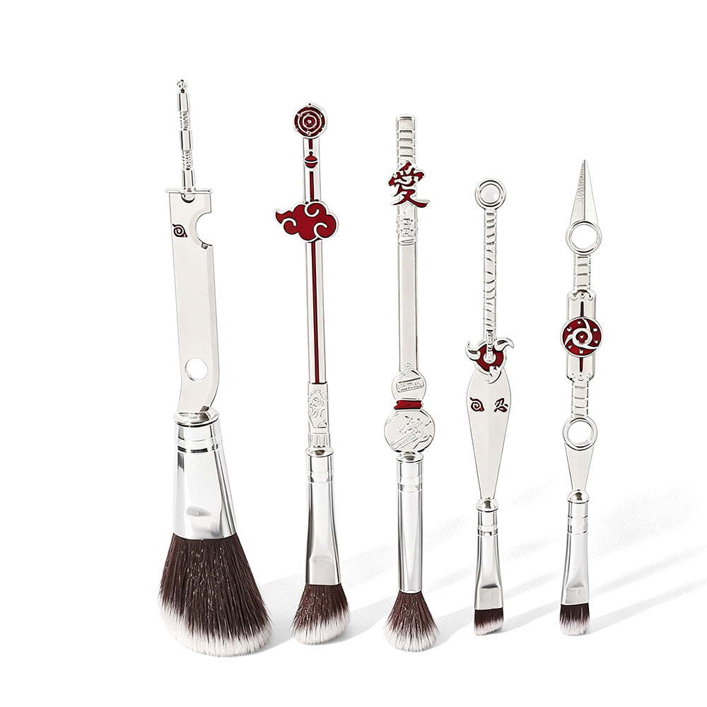 Naruto Gaara Anime Makeup Brush Set, Akatsuki Kunai Sharingan Cosmetic Brushes with Storage Bag