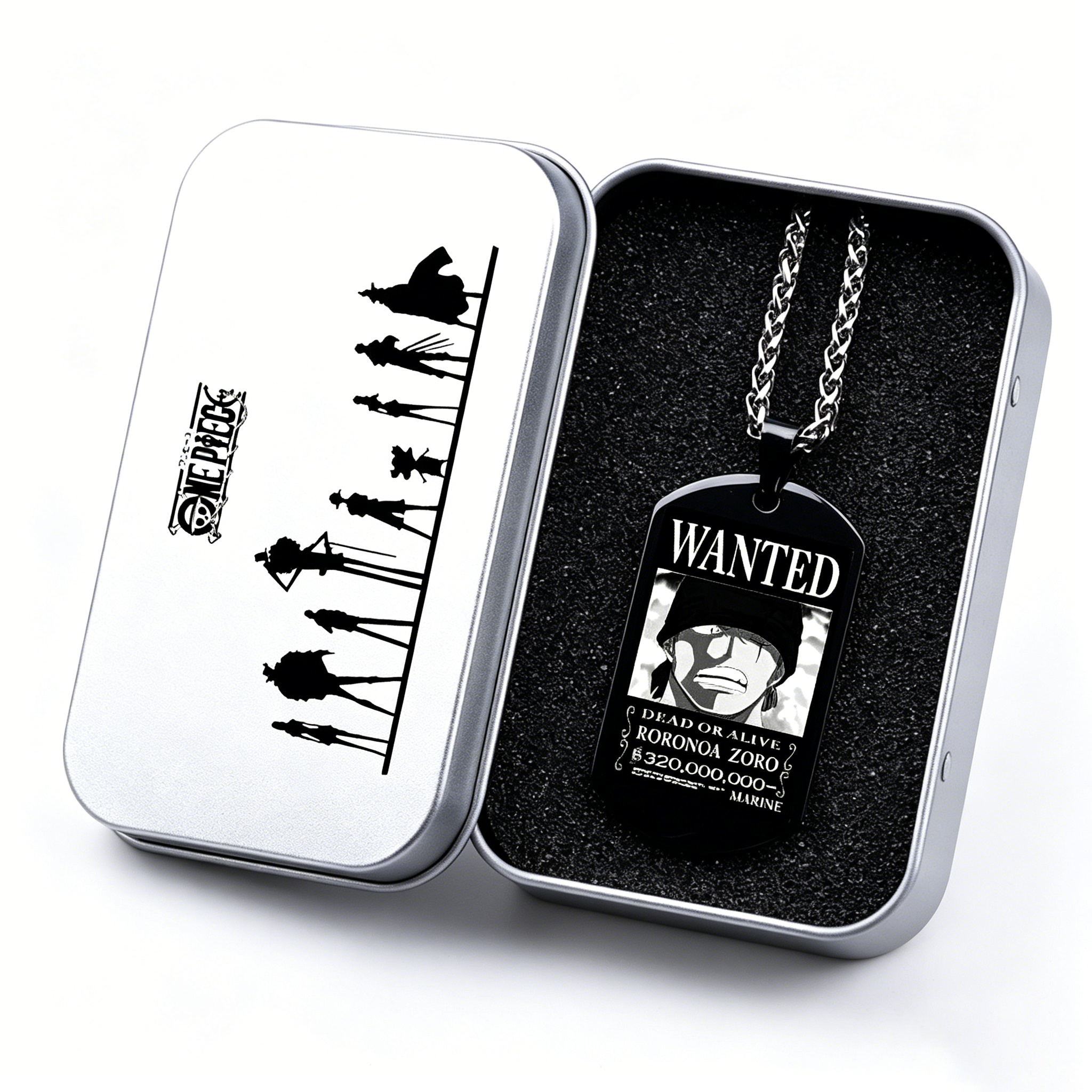 Collier pendentif plaque militaire One Piece Luffy Sanji, en acier titane, bijou anime pour fans