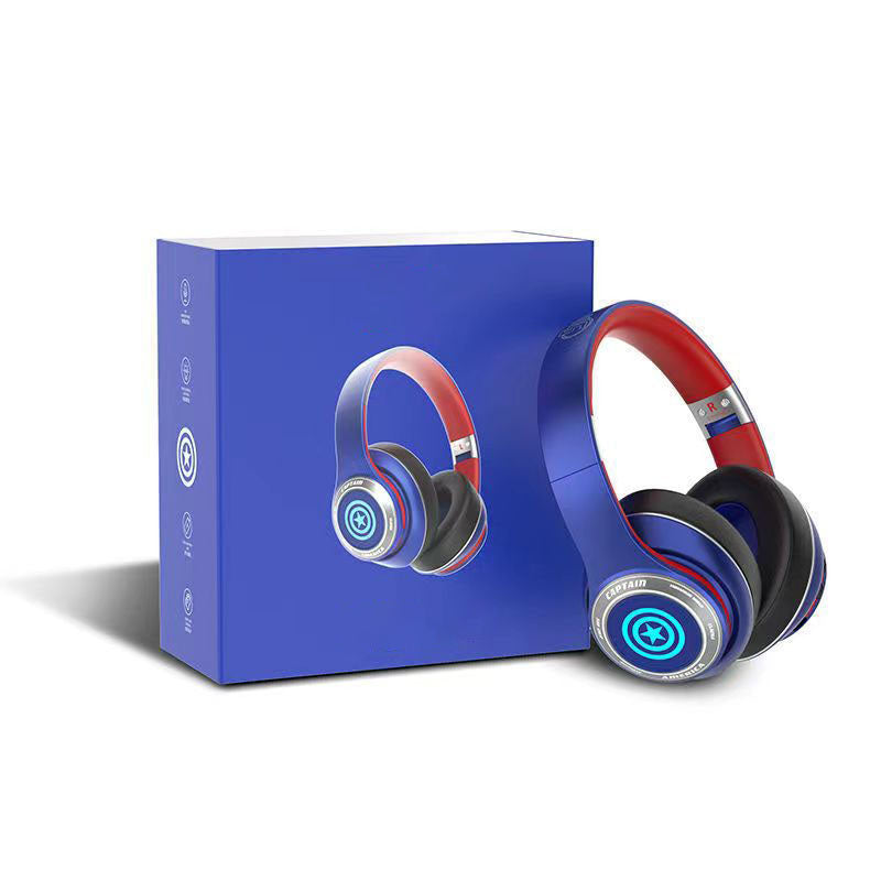 Casque de jeu Marvel Iron Man Captain America, casque supra-auriculaire Bluetooth 5.3 avec lumière RGB
