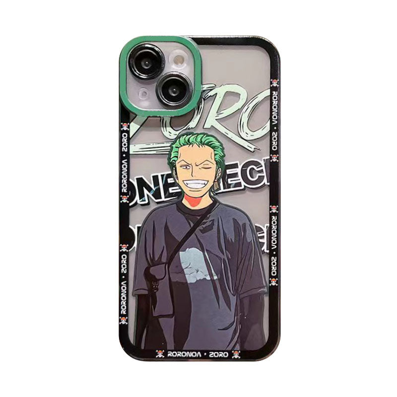 Coque de téléphone Luffy/Zoro iPhone tendance exquise en silicone anti-collision
