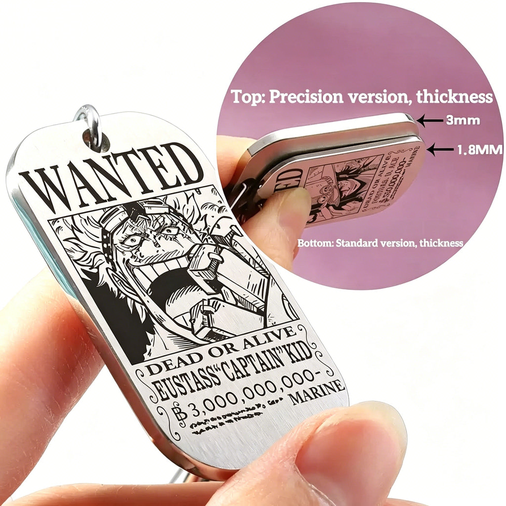 ONE PIECE Luffy Wanted Keychain with Mini Knife | Anime Bounty Tag Gift Set