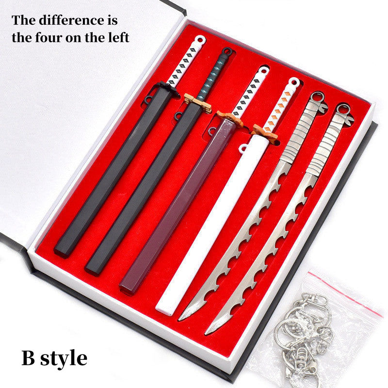Demon Slayer Tanjiro Kamado Collectible Keychain Set, Anime Metal Pendants and Sword Replicas