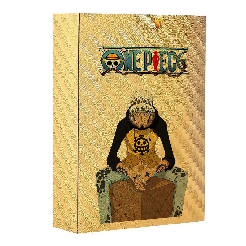 Coffret de Cartes à Collectionner One Piece Monkey D Luffy Roronoa Zoro Feuille d'Or, Cartes de Jeu TCG Plaqué Or Imperméable Personnage Anime