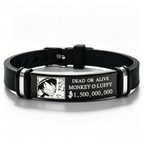 One Piece Luffy Wanted Bounty Bracelet, Monkey D Luffy Anime Stainless Steel Silicone Wristband
