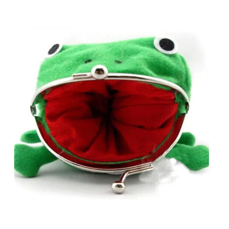 Naruto Frog Coin Purse, Anime Green Frog Plush Kiss‑Lock Mini Wallet