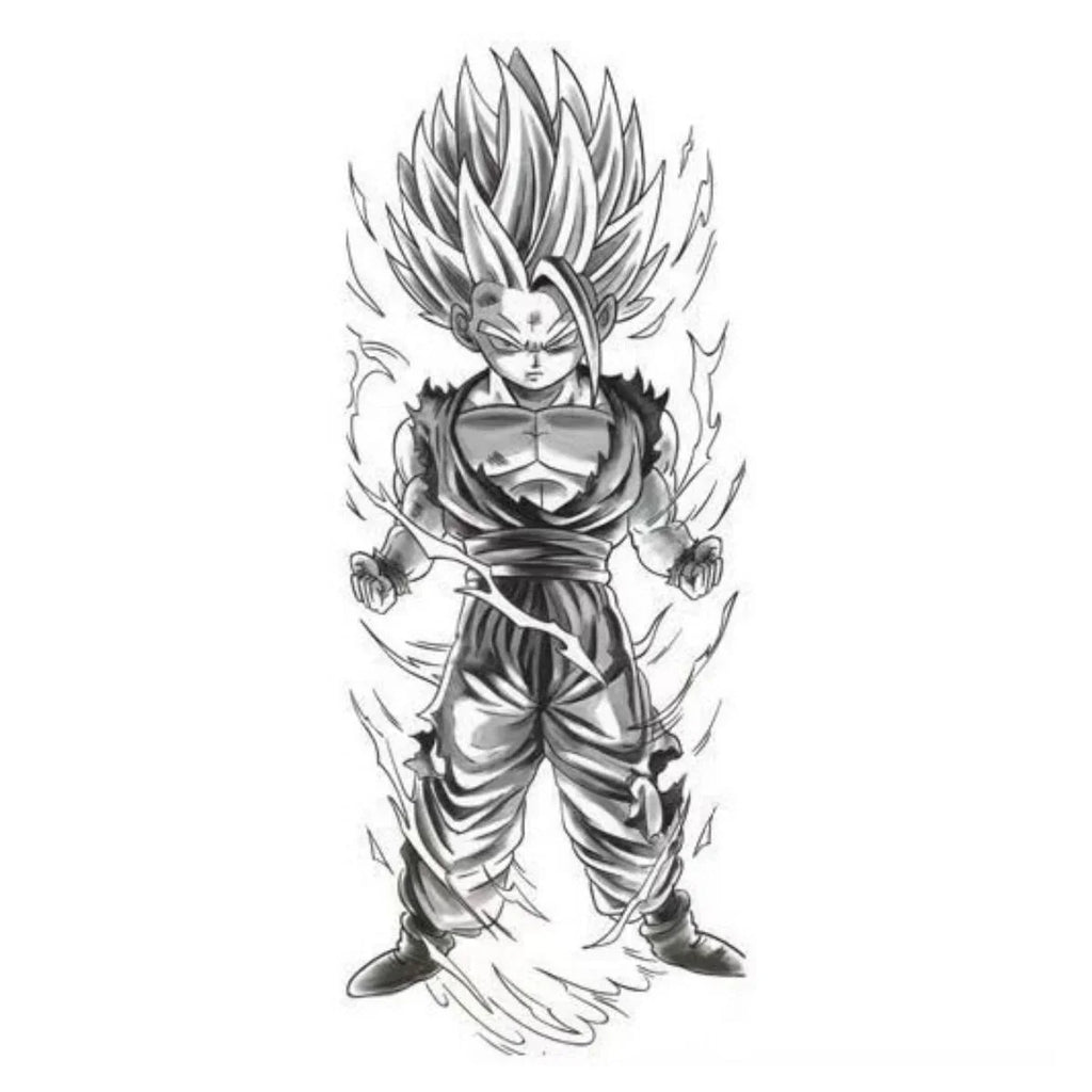 Les autocollants de tatouage semi-permanent au jus herbacé Son Goku sont durables et imperméables