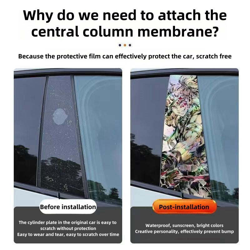 Autocollants laser de décoration de personnage pour colonne de voiture Tanjirou/Nezuko