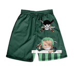 Shorts d'été Luffy/Zoro/Sanji/Chopper Pantalon imprimé texte exquis