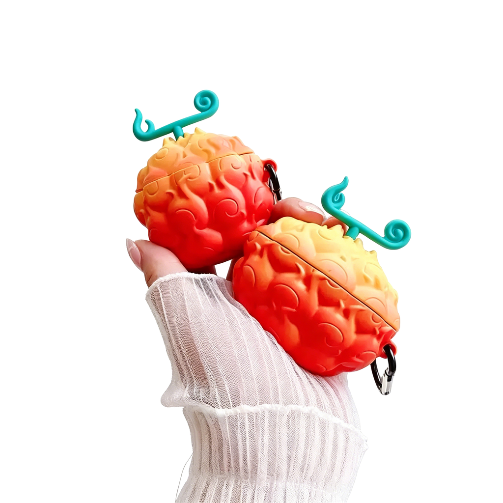 Coque AirPods One Piece Luffy Ace Fruit du Démon, Housse de Protection en Silicone 3D pour Écouteurs avec Porte-clés