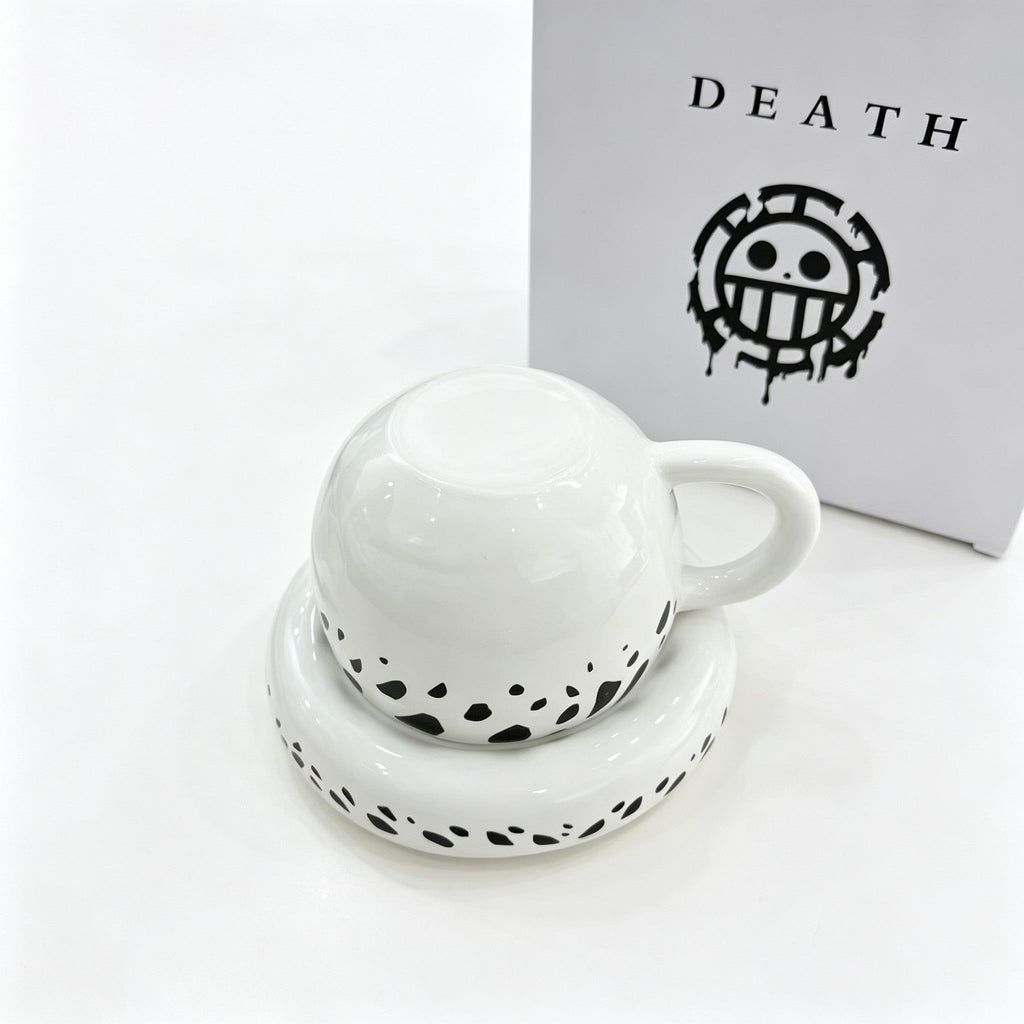 One Piece Trafalgar Law Hat Shaped Ceramic Mug, Anime Coffee Cup with Saucer