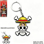 Collier et porte-clés coulissant One Piece Luffy Zoro Fruit du démon, pendentif métallique ajustable pour fans