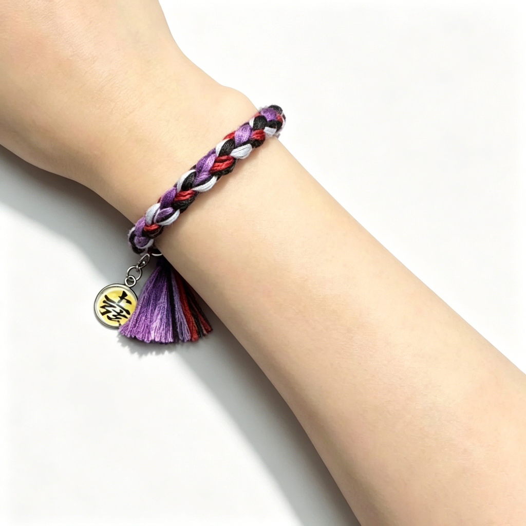 Bracelet tressé réglable Démon supérieur de Demon Slayer, Breloque Anime à pompon
