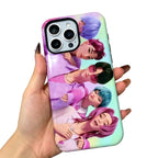 Kpop Demon Hunters Group Anime iPhone Case, Glossy Film Hard Protective Phone Cover