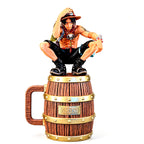 Chope/Mug Luffy Ace One Piece en forme de tonneau, en acier inoxydable 304, pour bière ou café, avec motifs pirates et anime