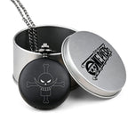 One Piece Monkey D Luffy Whitebeard Pocket Watch, Anime Pirate Skull Quartz Necklace Watch