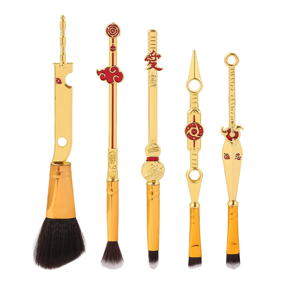 Naruto Gaara Anime Makeup Brush Set, Akatsuki Kunai Sharingan Cosmetic Brushes with Storage Bag