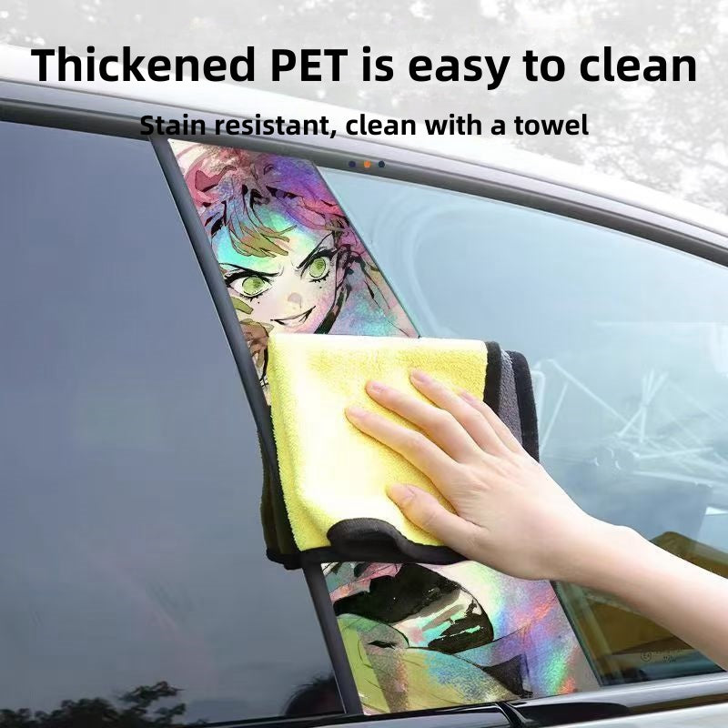 Autocollants laser de décoration de personnage pour colonne de voiture Tanjirou/Nezuko