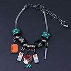Demon Slayer Kamado Tanjiro Beaded Charm Bracelet, Adjustable Anime Chain