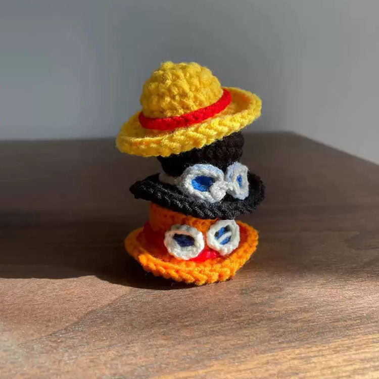 Thème Luffy/Ace/Sabo/Chopper Bonnets tricotés main DIY - Création manuelle de chapeaux de Pirate exclusifs