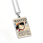 One Piece Monkey D. Luffy Ensemble de Bijoux 3 Pièces, Collier Affiche de Recherche + Bracelet Chapeau de Paille + Pin's Émaillé, Pack d'Accessoires de Collection Anime