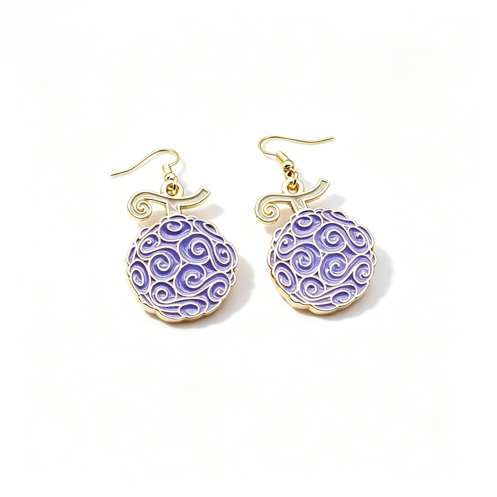 Boucles d'oreilles pendantes en émail One Piece Fruit du Démon Pyro-Fruit de Ace