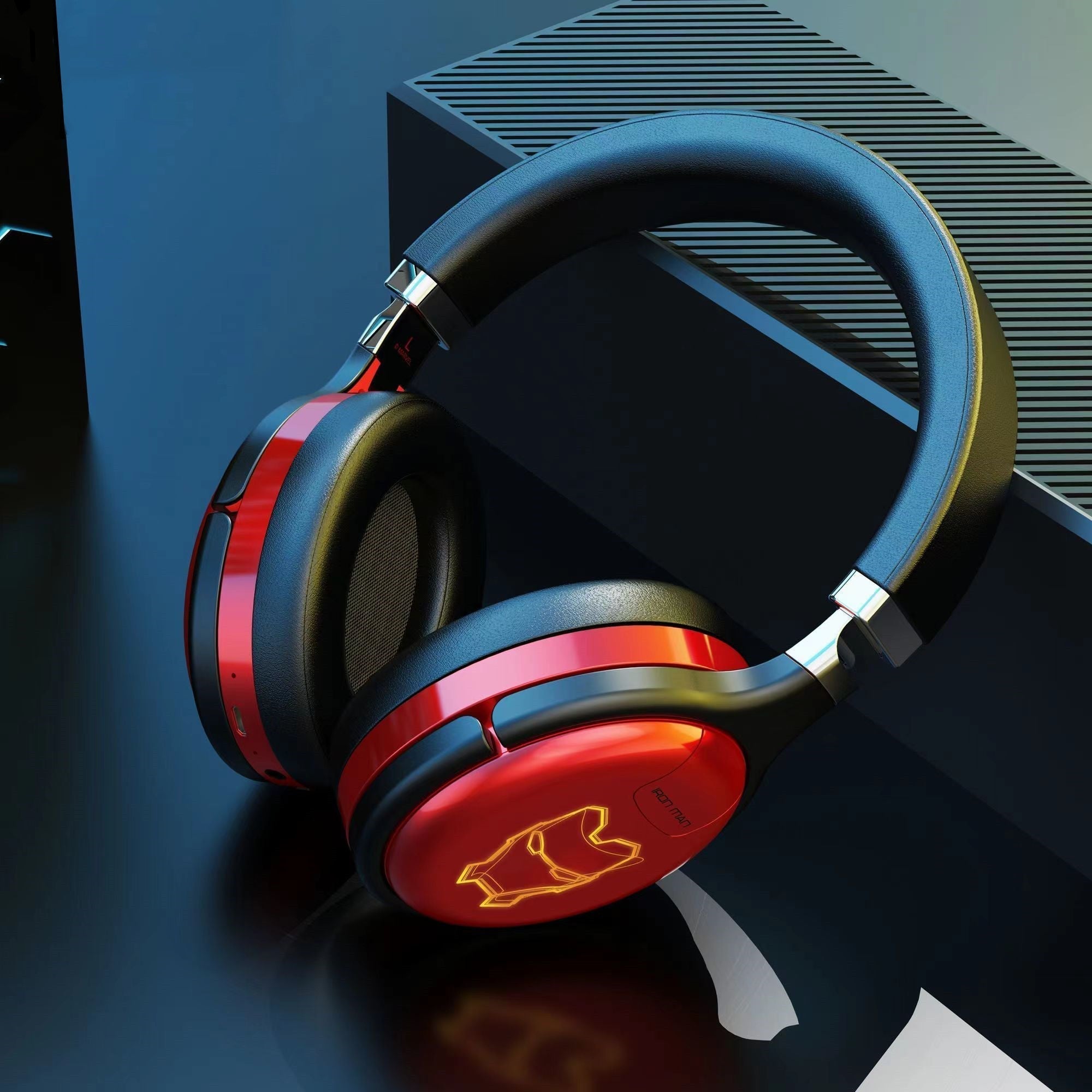 Marvel Iron Man Black Panther Gaming Headphones, Bluetooth 5.1 Over-Ear Headset with LED Light