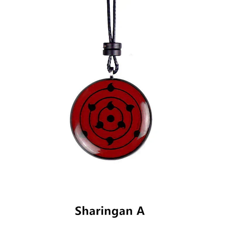 Ensemble de pendentifs collier Sharingan en bois de santal naturel sculpté à la main
