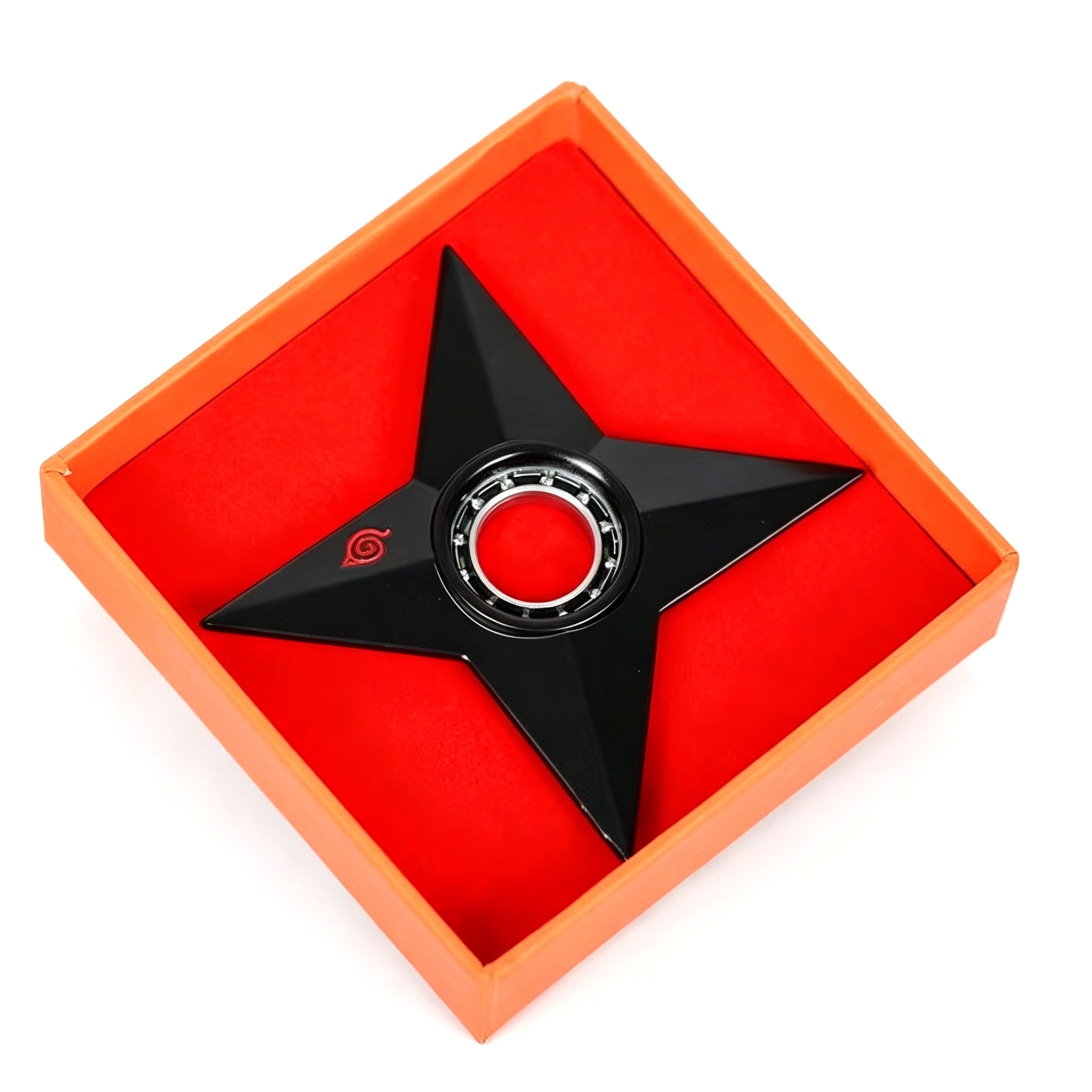 Naruto Uzumaki Konoha Symbol Shuriken Fidget Spinner, Stress Relief Metal Toy