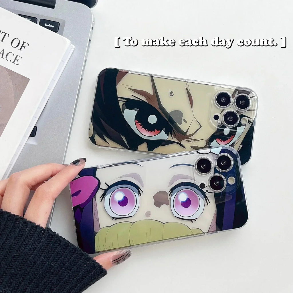 Coque de téléphone Nezuko/Tanjirou en silicone résistant aux chocs