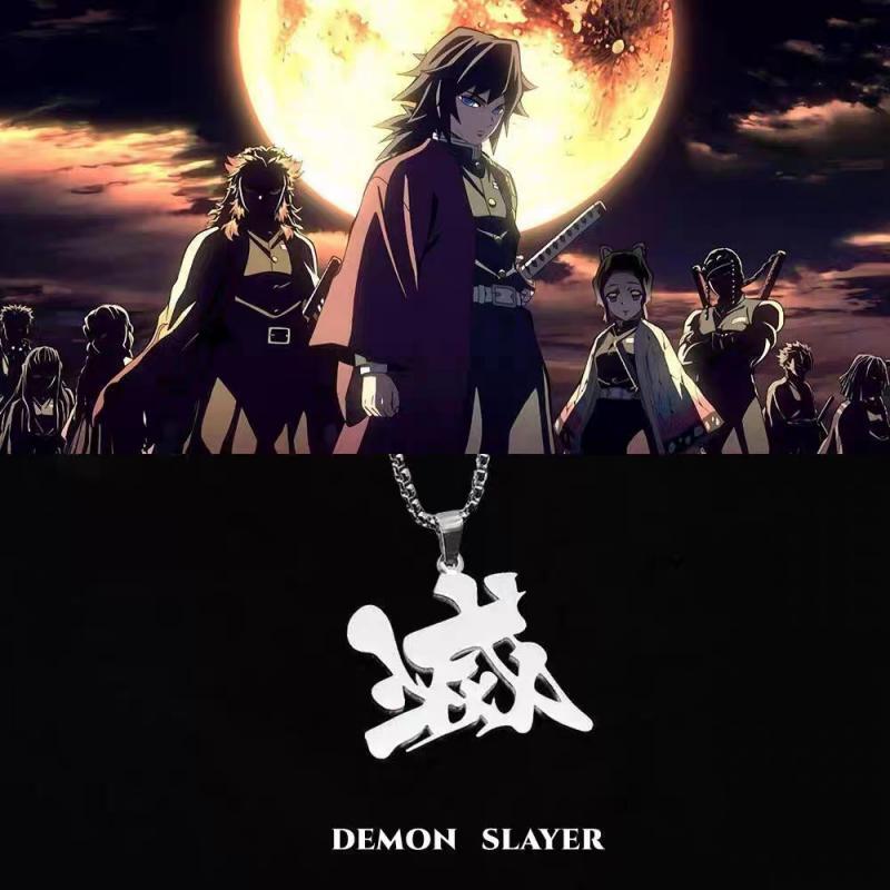 Accessoires de mode en pendentif métallique à l'effigie de Kamado Tanjirou/Kamado Nezuko