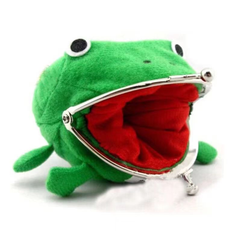 Naruto Frog Coin Purse, Anime Green Frog Plush Kiss‑Lock Mini Wallet