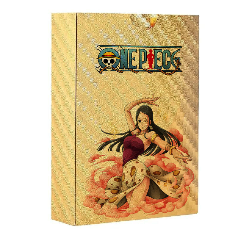 Coffret de Cartes à Collectionner One Piece Monkey D Luffy Roronoa Zoro Feuille d'Or, Cartes de Jeu TCG Plaqué Or Imperméable Personnage Anime