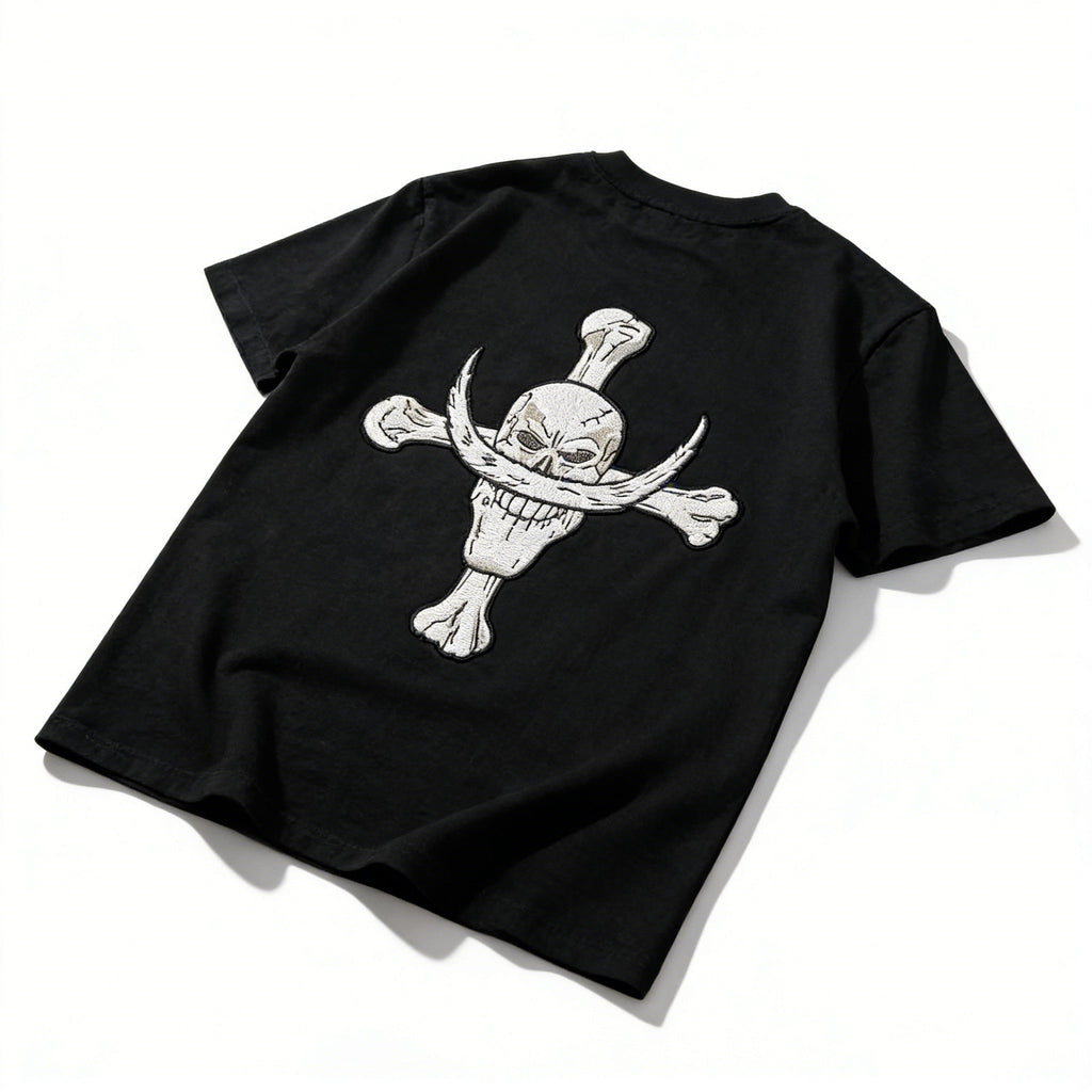 One Piece Whitebeard Edward Newgate Embroidered T-Shirt, Anime Oversized Cotton Tee