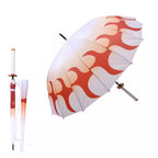Demon Slayer Tanjiro Zenitsu Shinobu Katana Sword Handle Umbrella, Anime Pattern Windproof Straight Rain Sun Umbrella