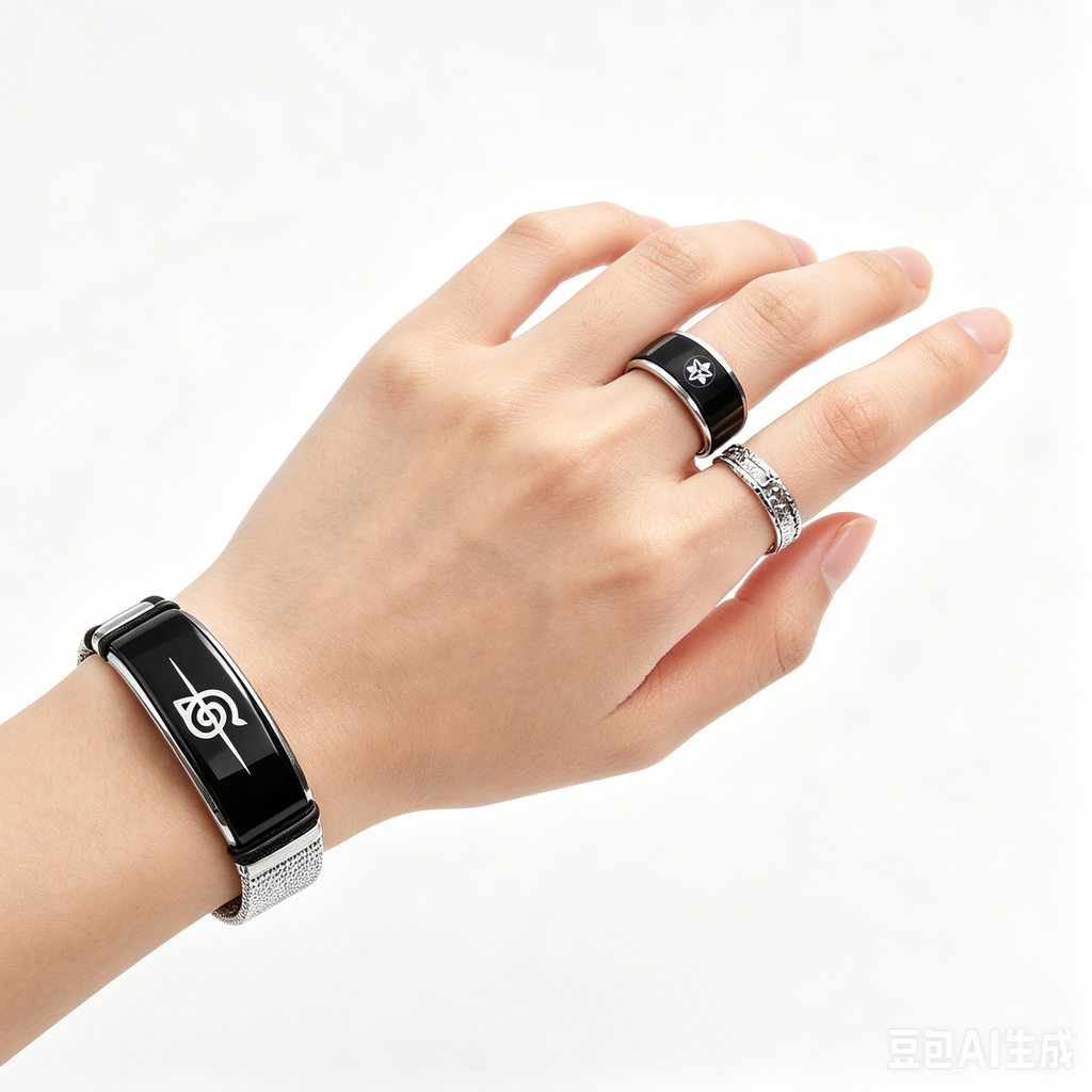 Naruto Sasuke Uchiha Sharingan Jewelry Set, Anime Bracelet & Ring Gift Box