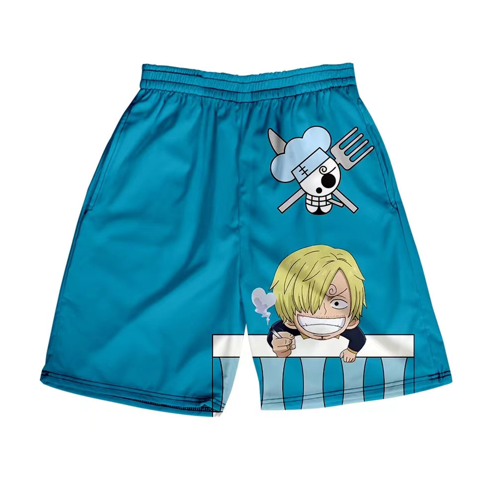 Shorts d'été Luffy/Zoro/Sanji/Chopper Pantalon imprimé texte exquis